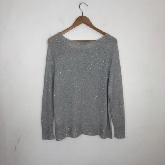 Joie Gray Silver Sequin Pullover Sweater Alpaca wool Blend - Picture 2 of 12